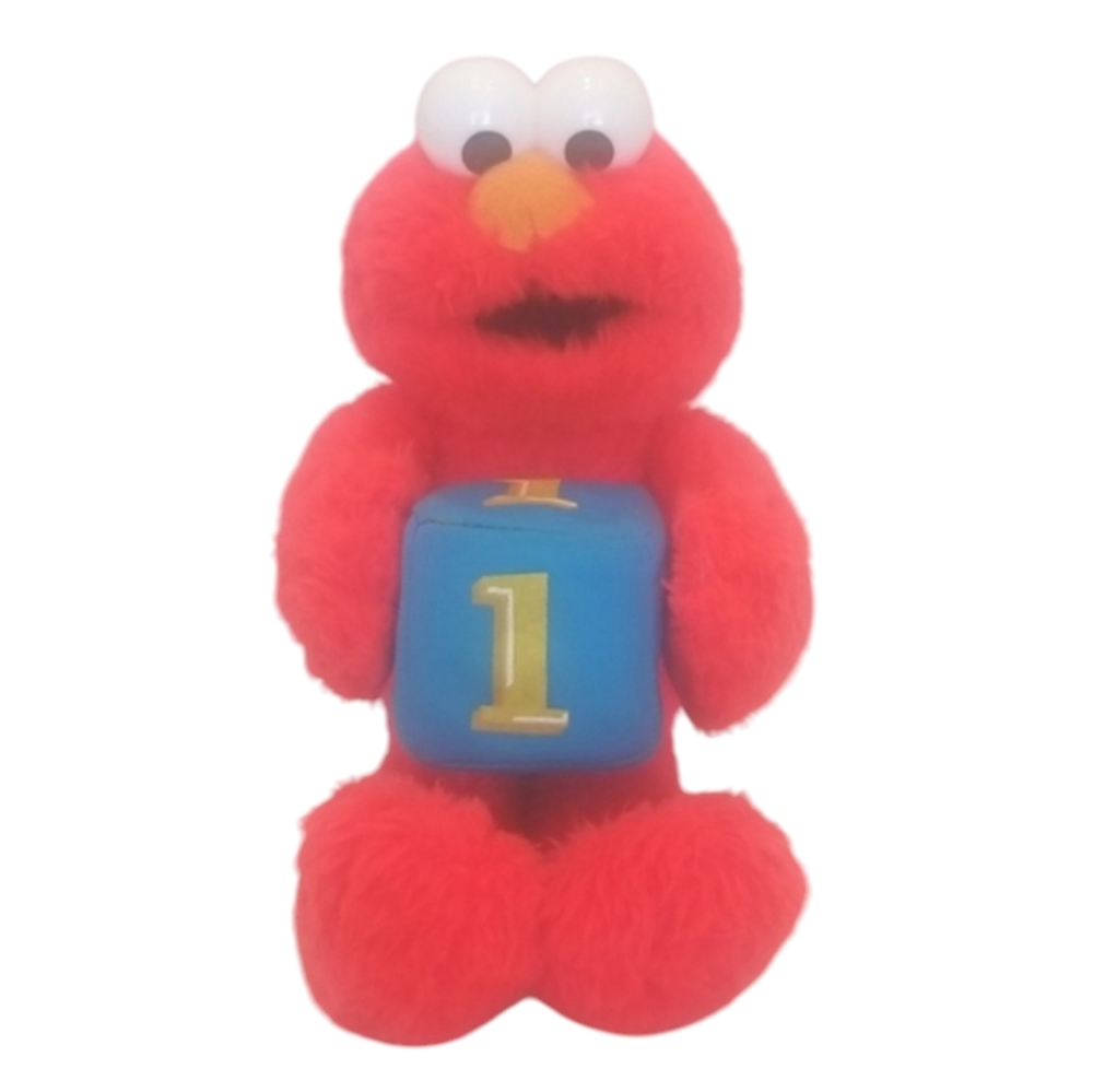 NANCO Sesame Street Fuzzy Elmo with #1 Block Plush Toy